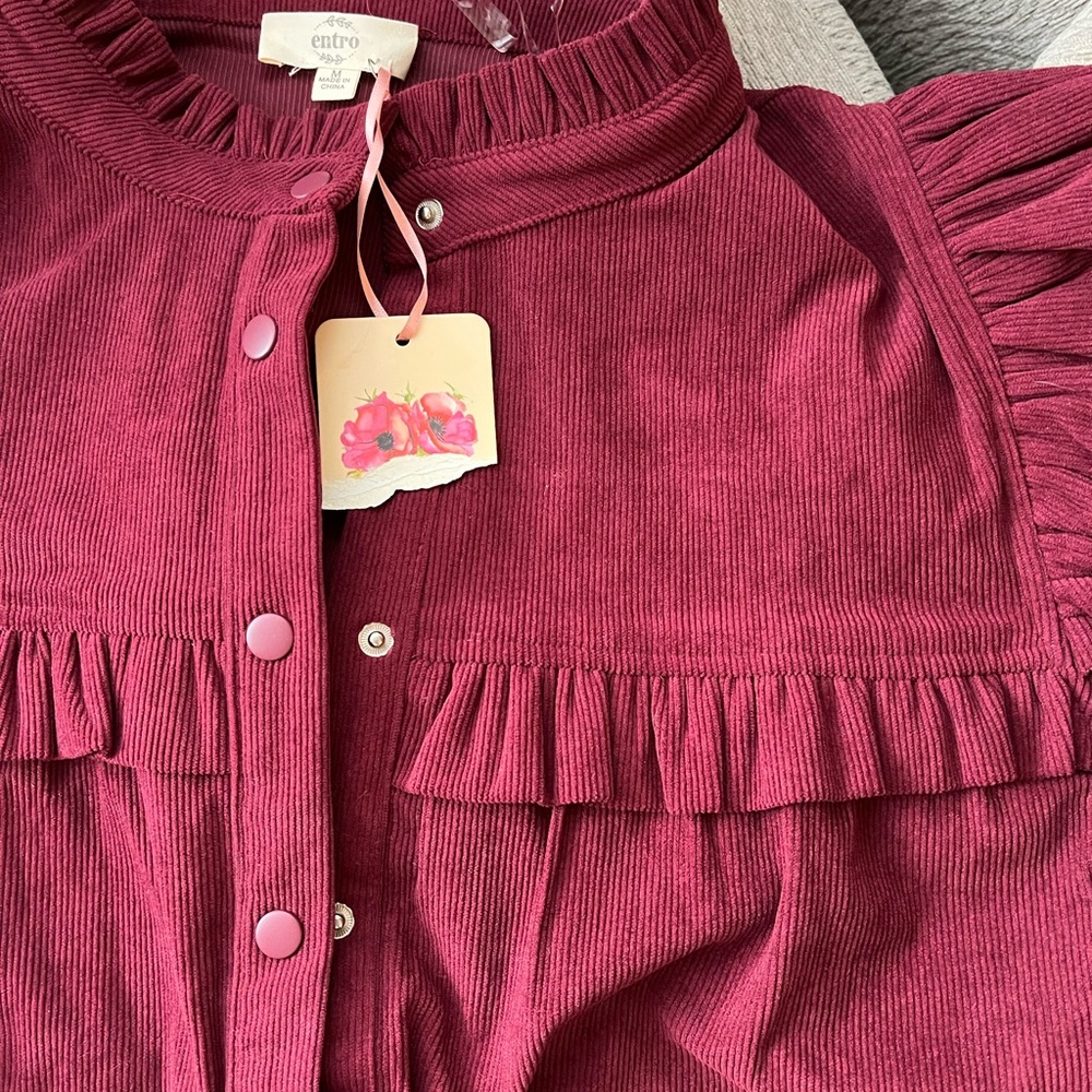 NWT Entro Maroon Long Sleeve Dress - Picture 3 of 8
